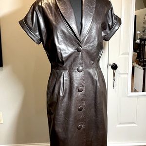 Worth Button Front Leather Dress